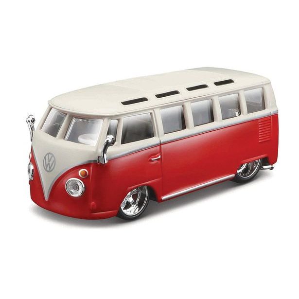 Bburago Bburago - Auta HOBBY, Volkswagen Van Samba, červeno-bílá, 1:32