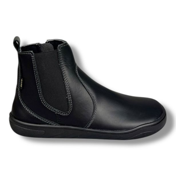 FARE MID-WIDE CHELSEA – dívčí/dámské barefoot kotníkové boty z kůže černé