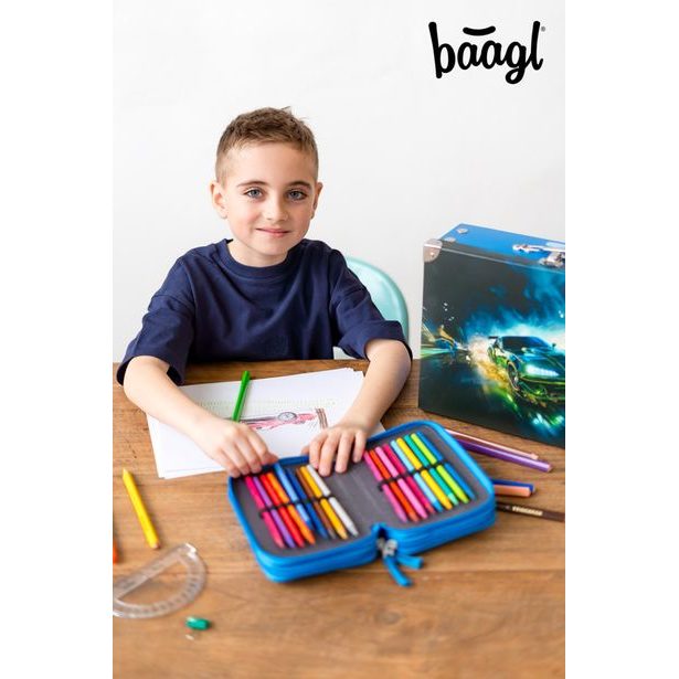 BAAGL Školní penál třípatrový Závodní auto