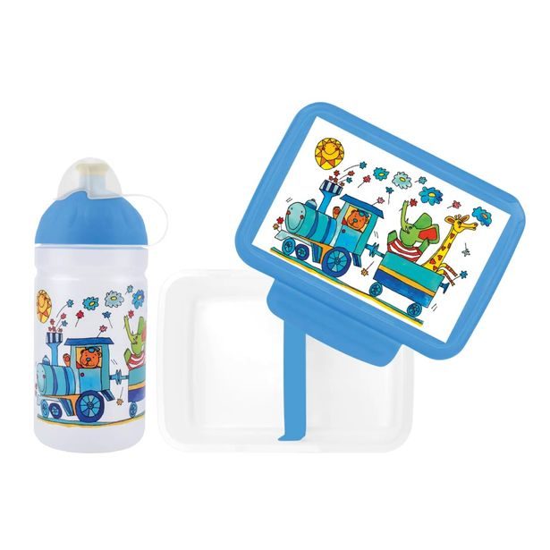 Set Vláček se zvířátky - zdravá láhev/zdravá sváča