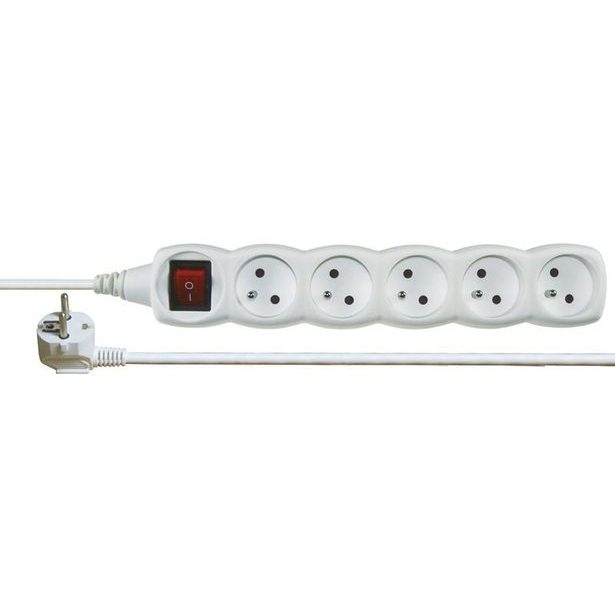 EMOS KABEL PRODLUŽOVACÍ S VYPÍNAČEM 5 ZÁSUVEK 3 M, BÍLÁ_hamashop
