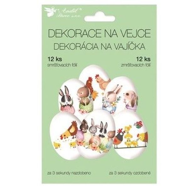 sada k dekor. vajec, ZVÍŘÁTKA velikon., 12ks, smršt.fólie