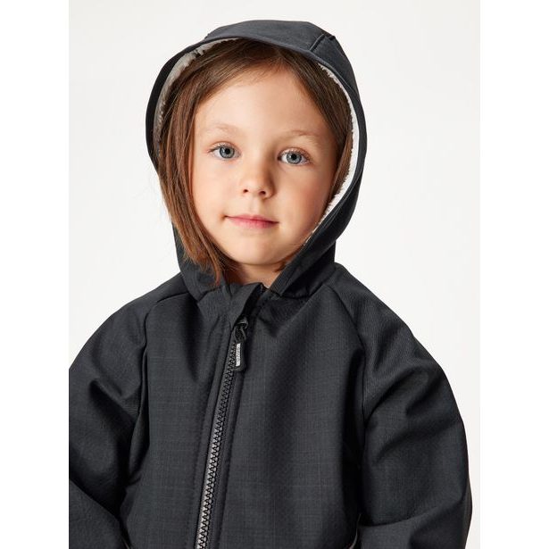 Unuo, Batolecí softshellová kombinéza s beránkem Mini, Černá Žíhaná