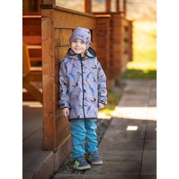 Unuo, Dětské softshellové kalhoty bez zateplení pružné Sporty, Smaragdová