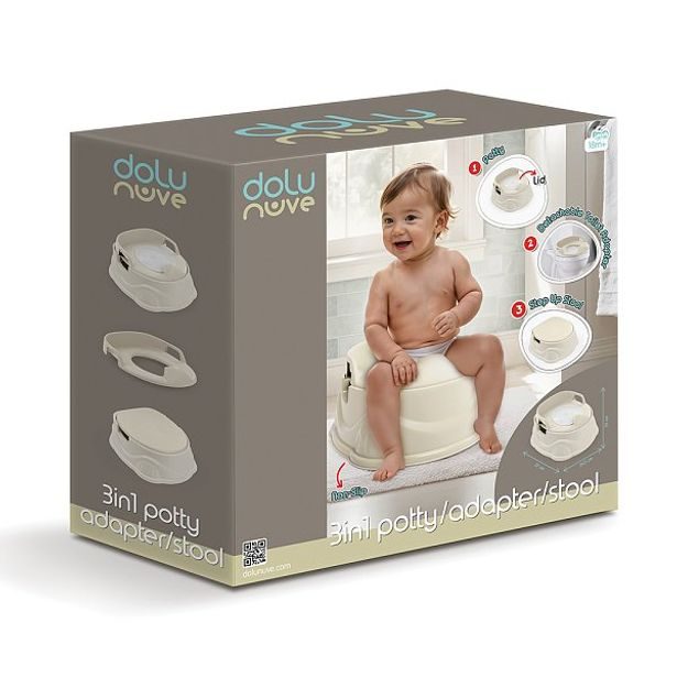 DOLU 3v1 nočník, sedátko na WC, stolička, béžová, 20x34,5x37 cm