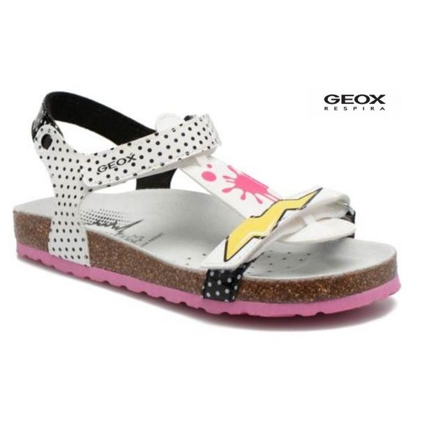 Dětské letní boty GEOX J NEW SANDAL ALOHA G WHITE/FUCHSIA