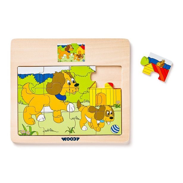 Disple. 12ks - Puzzle na doske "Mašinka" - zvieratá s mláďatami