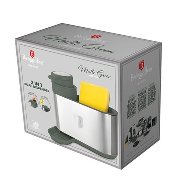 BERLINGERHAUS Dávkovač mycího prostředku 2 v 1 Matte Green Collection BH-8933