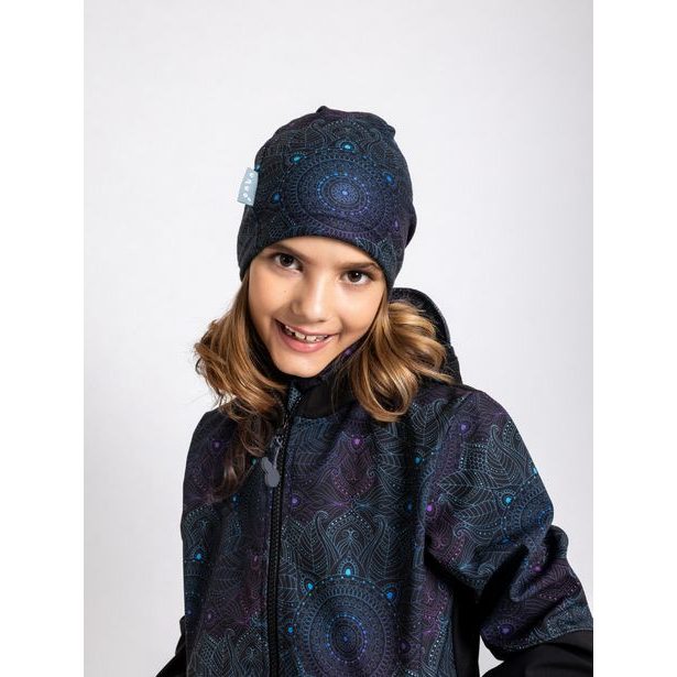Unuo, Dětská čepice fleecová spadená, Temná mandala