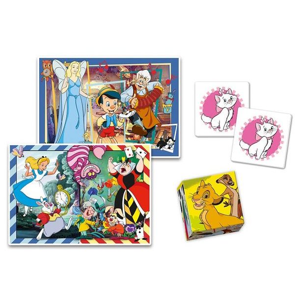 CLEMENTONI EDUkit - Disney Classics 4v1 (pexeso, 48 + 30 puzzle, 6 kostek)