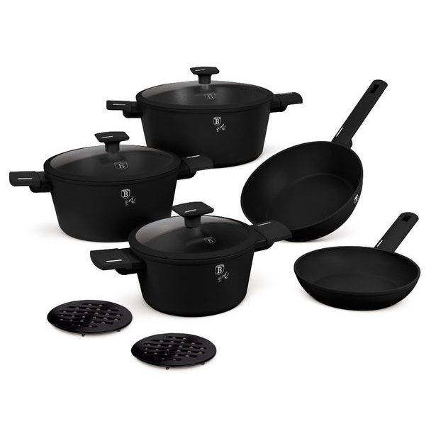 BERLINGERHAUS Sada nádobí s titanovým povrchem 10 ks Matte Black Collection BH-8197