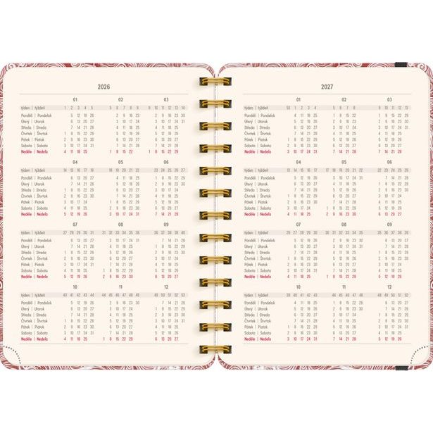 NOTIQUE Spirálový 18měsíční diář Petito – Mraky 2026/2027, 13 x 18 cm