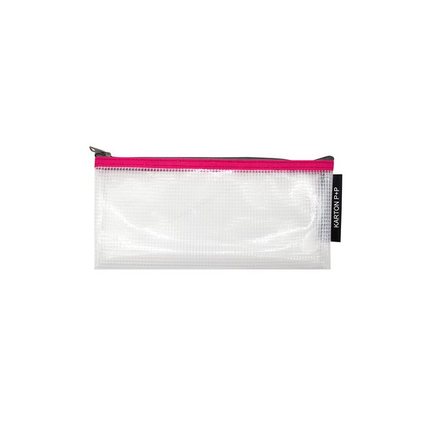 Obálka se zipem síťovaná DL transparent-červený lem