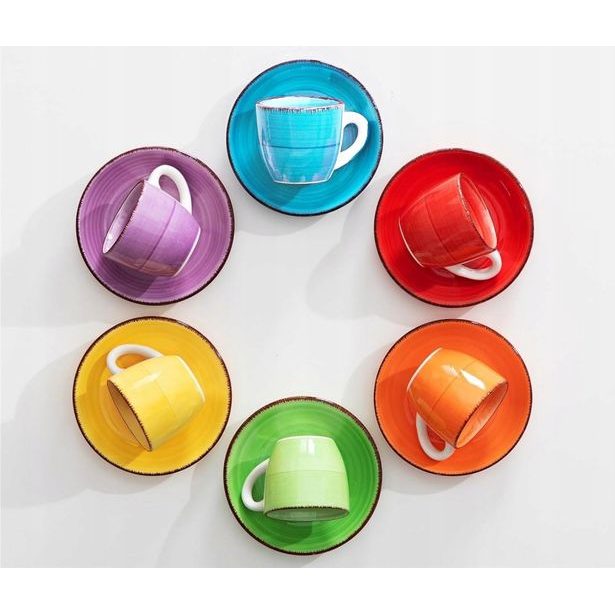 HIT Hrnky na espresso s podšálky sada 12 ks 90 ml COLOURS HT-24326774