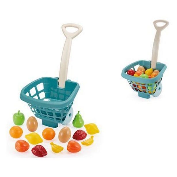 Nákupní košík plný ovoce - Azurově zelený