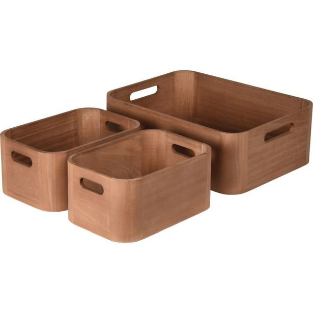EXCELLENT HOUSEWARE Sada dřevěných úložných boxů 3 ks KO-KR8000170