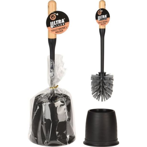 WC souprava, plast+dřevo, černá mat