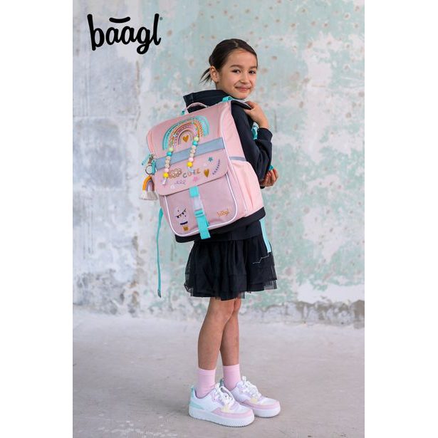 BAAGL SET 5 Zippy Duha růžový: aktovka, penál, sáček, zástěra, peněženka