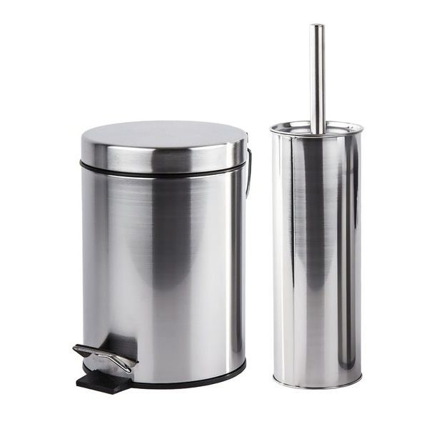 EXCELLENT HOUSEWARE Odpadkový koš na wc + wc štětka s držákem nerez KO-170481400