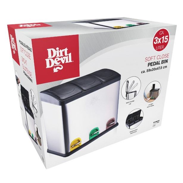 DIRT-DEVIL Odpadkový koš na tříděný odpad 3 x 15 l ED-249508