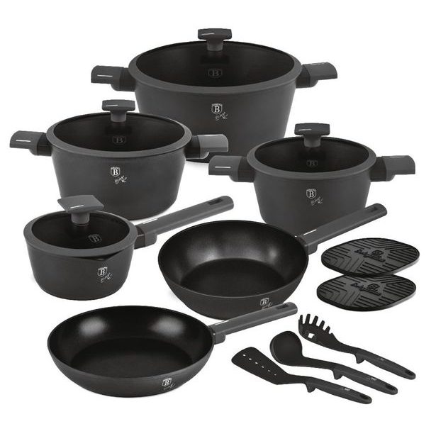 BERLINGERHAUS Sada nádobí s titanovým povrchem 15 ks Antracit Collection BH-8141
