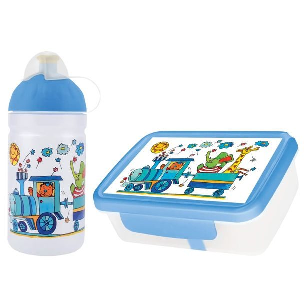 Set Vláček se zvířátky - zdravá láhev/zdravá sváča