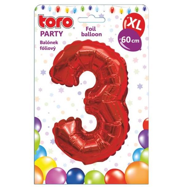 TORO BALÓNEK XL, ČÍSLICE 3, 60CM, MATNĚ ČERVENÁ_hamashop