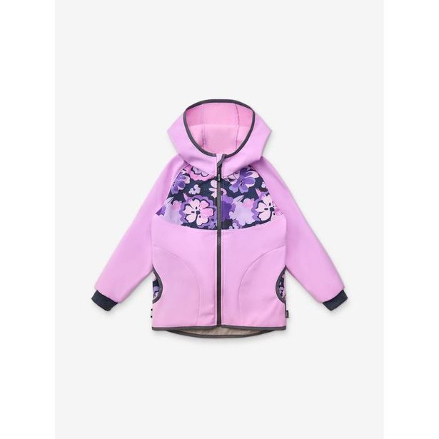 Dětská softshellová bunda bez zateplení Basic, Lila, Kytky
