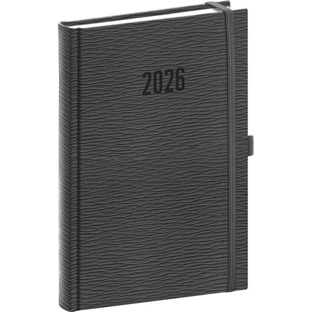 NOTIQUE Denní diář Rivoli 2026, šedý, 15 x 21 cm