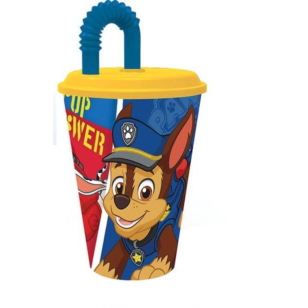 STOR KELÍMEK S BRČKEM PLASTOVÝ PAW PATROL 430ML,MODRÁ_hamashop