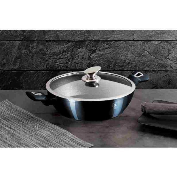 BERLINGERHAUS Pekáč kulatý s mramorovým povrchem a poklicí 28 cm Aquamarine Metallic Line BH-1877