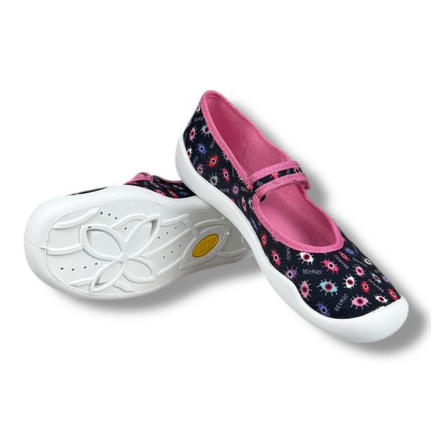 Dívčí balerínky, domácí obuv Befado - černé, oči