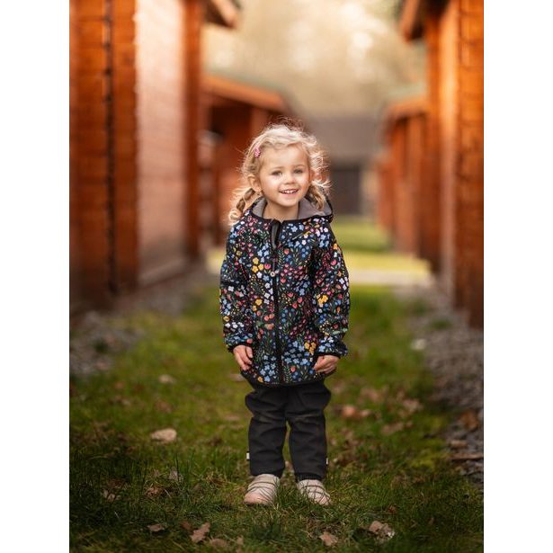 Unuo, Dětská softshellová bunda s fleecem Basic, Černá, Zahrada