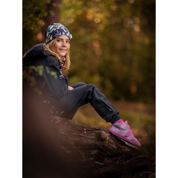 Unuo, Dětská softshellová bunda s fleecem Basic, Černá, Podzimní bobule