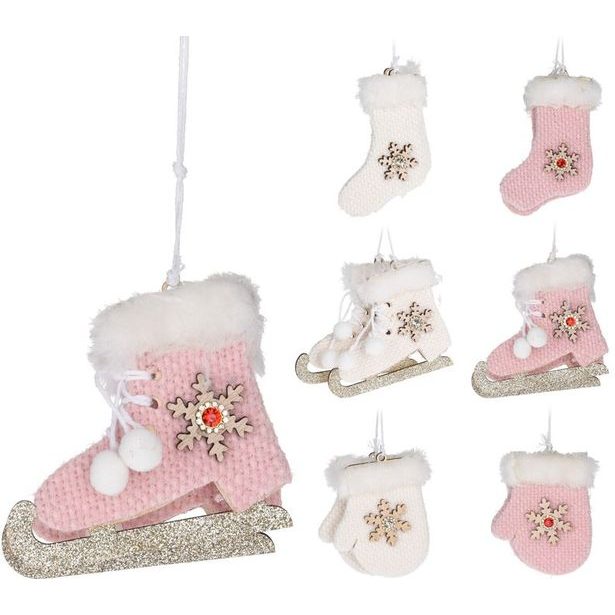 závěs brusle 2ks, 6druhů, vánoční, dřevo, dek.