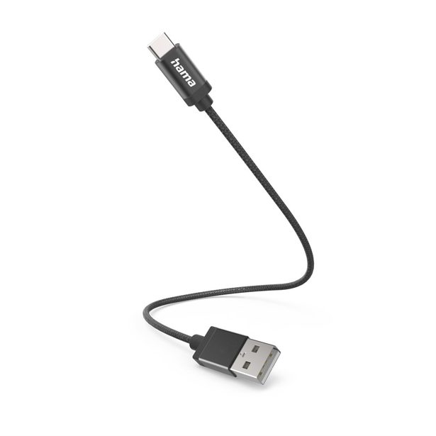 Hama kabel USB-C 2.0 typ A-C 0,2 m, opletený, černý