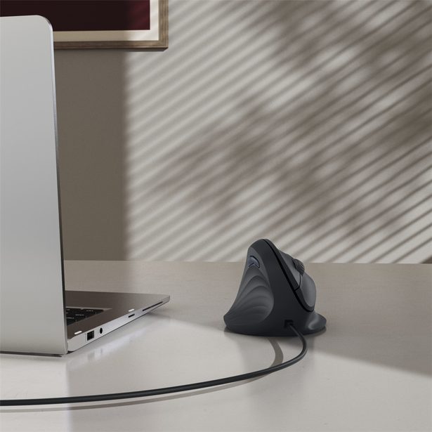 Hama vertikální ergonomická kabelová myš ECM-500L, pro leváky, černá