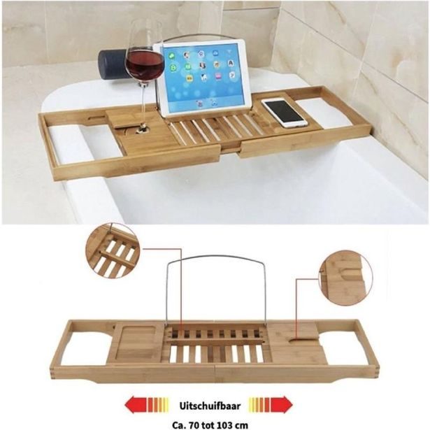 HIT Polička bambusová na vanu flexibilní 70-105 x 22cm HT-24501194