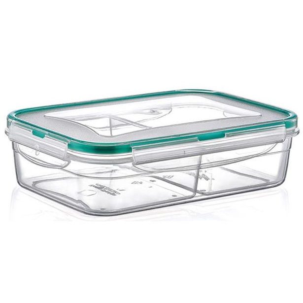 box 1,0 l FRESH dělený(2x0,5l),klick 21x14,5x6cm,transp.plast