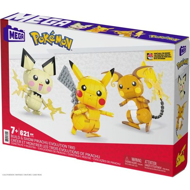MEGA CONSTRUX POSTAV A VYSTAV SI PIKACHU A JEHO VÝVOJOVÉ TRIO
