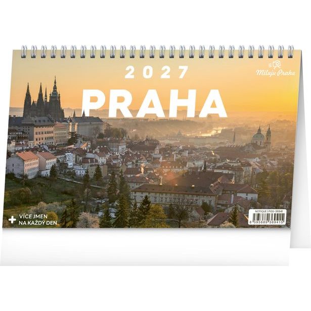 NOTIQUE Stolní kalendář Praha – Miluju Prahu 2027, 23,1 x 14,5 cm