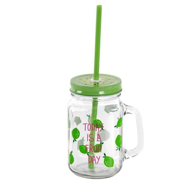 TORO SKLENICE "MASON" S VÍČKEM A BRČKEM, 450ML, OVOCE_hamashop