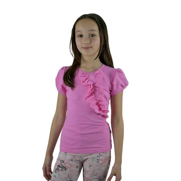 Dívčí triko s volánkem BY MIMI - růžové