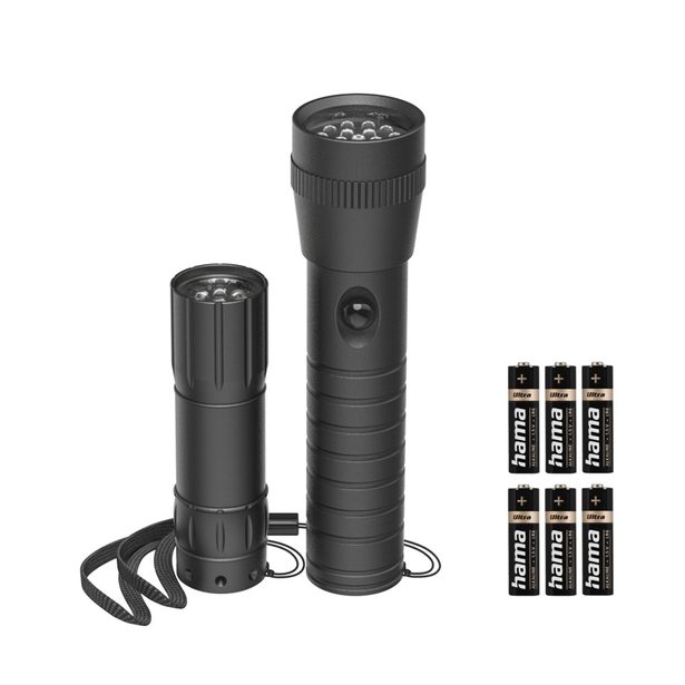 Hama FL-DUO, LED svítilny, hliníkové, 25 lm / 60 lm, poutko na ruku, vč. baterií, set 2 ks