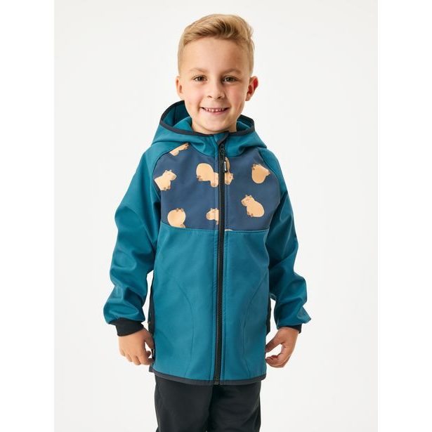 Unuo Dětská softshellová bunda s fleecem Basic, Kobaltová, Kapybary