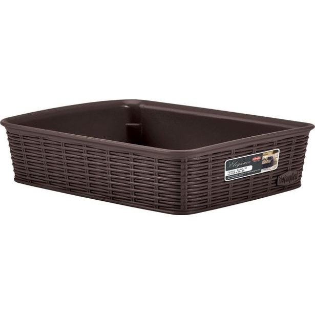 košík 25x19,5x6cm, tm.hnědý ELEG.-M, im.ratan