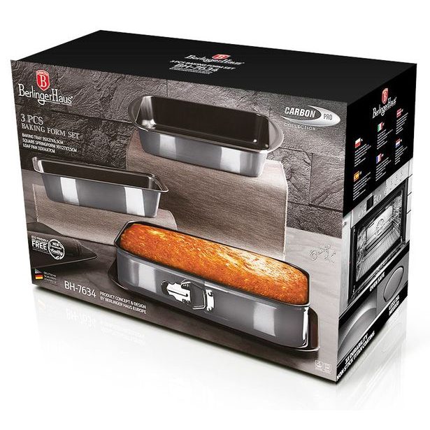 BERLINGERHAUS Plech a formy na pečení s titanovým povrchem sada 3 ks Carbon PRO Line BH-7634