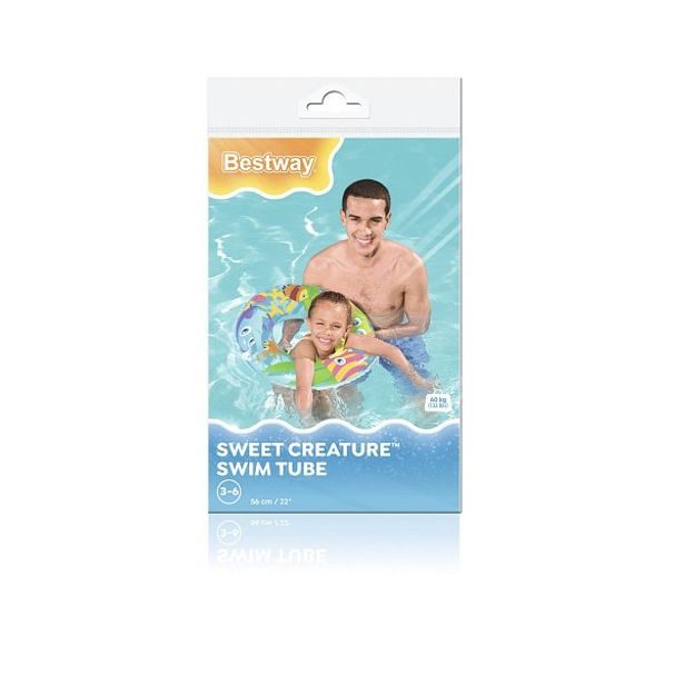 Nafukovací kruh Designer, 56cm – mix 2 druhy (ryby, včelka)