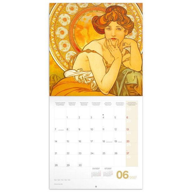 NOTIQUE Poznámkový kalendář Alfons Mucha 2027, 30 x 30 cm