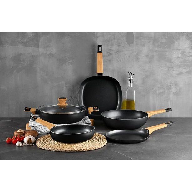 BERGNER Pánev hluboká s nepřilnavým povrchem a poklicí 28 cm Earth Black BG-34628-BK